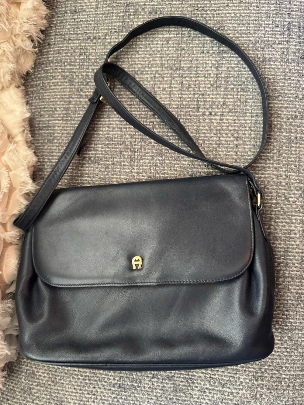 Etienne Aigner Vintage Midnight Blue Flap Shoulder Crossbody Bag